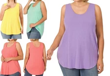 1XL 2XL 3XL Tencel Modal Round Neck & Hem Sleeveless Top Soft Relaxed Fit Tank