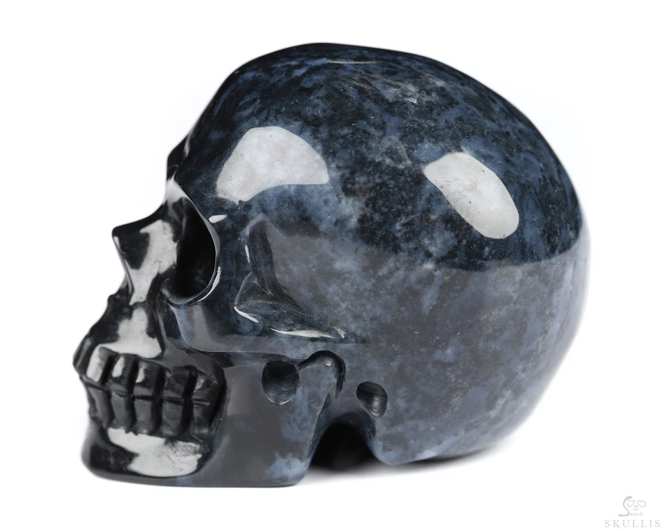 2.0英寸黑色斑马玛瑙手工雕刻水晶头骨,逼真,水晶修复 — 第 3/4 张图片