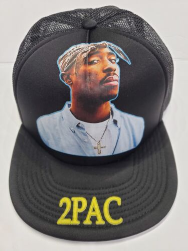 Hip Hop Bandanna 2pac Trucker Black Hat Snapback Adjustable - Picture 1 of 2