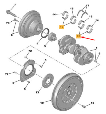 CITRO�N C3 MK3 SX Kurbelwellenlager Haupthalbschale 9849256580 Neu Original
