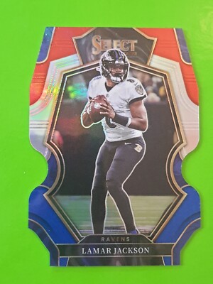 2022 Panini Select Premier Level 107 Lamar Jackson Ravens Red White Blue Die-Cut