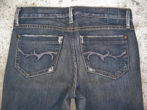 Pantalones de mezclilla GoldSign Goldschmied Misfit con puños cortos Wm talla 28 rectos azules desgastados - Imagen 3 de 10