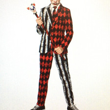 Spirit Halloween Costume Twisted Circus Joker Clown Suit Child Large 12-14 Tie