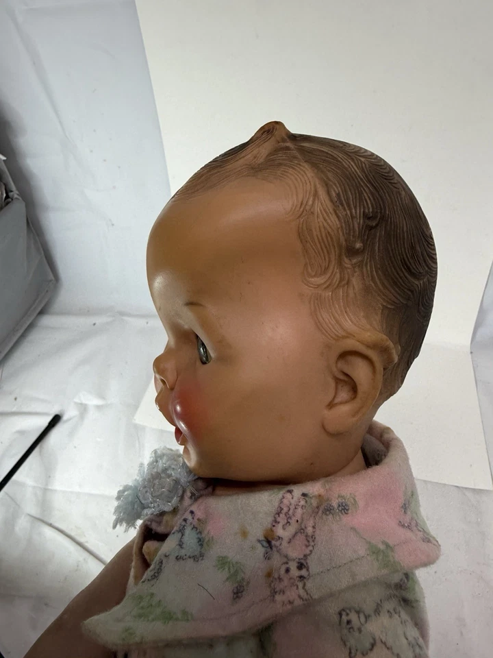 ¡CHIRRIDOS! Pijama de cordero original muñeca bebé Gerber de goma solar de 18" vintage de los años 50 Foto 3 de 4