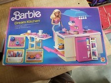 Vintage 1984 Barbie Dream Kitchen 9119 Dishes Food Accessories Table NIB
