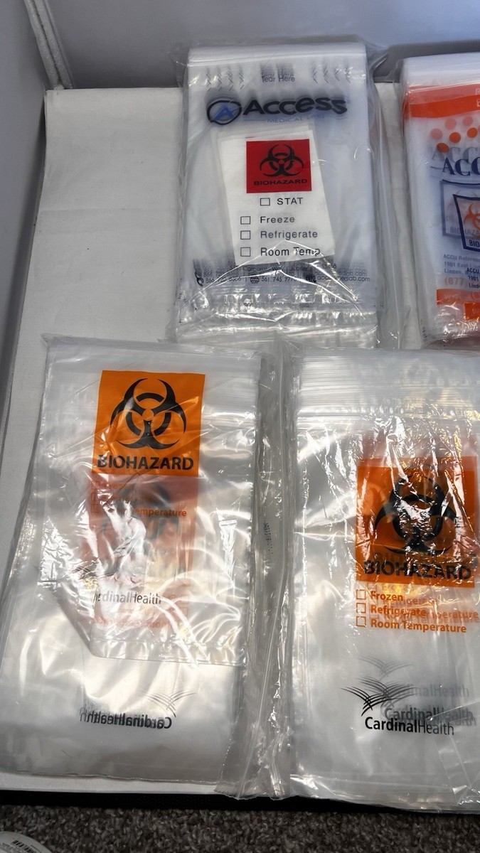 Biohazard Specimen Transport Bags Mixed Lab Lot Quest Cardinal