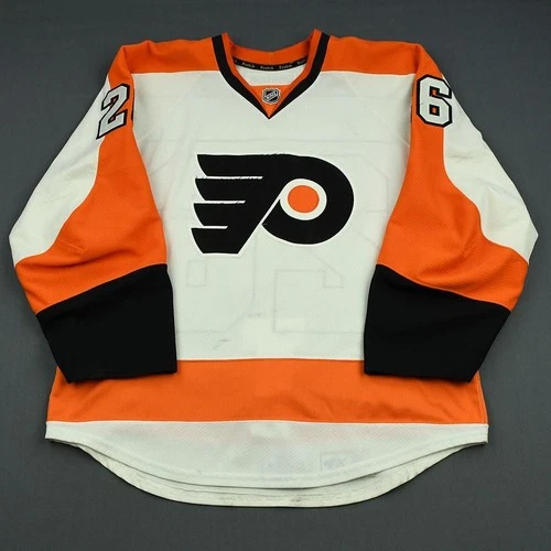 2013-14 Erik Gustafsson Philadelphia Flyers Game Used Worn Hockey Jersey MeiGray
