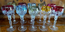 Lot (10) Hofbauer  Lead Crystal Multicolor Wine Hocks 8"x3"x3"