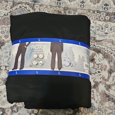 New Roxy Womens Black Snow Pants Large L Dry Flight Water Resistant NWT 