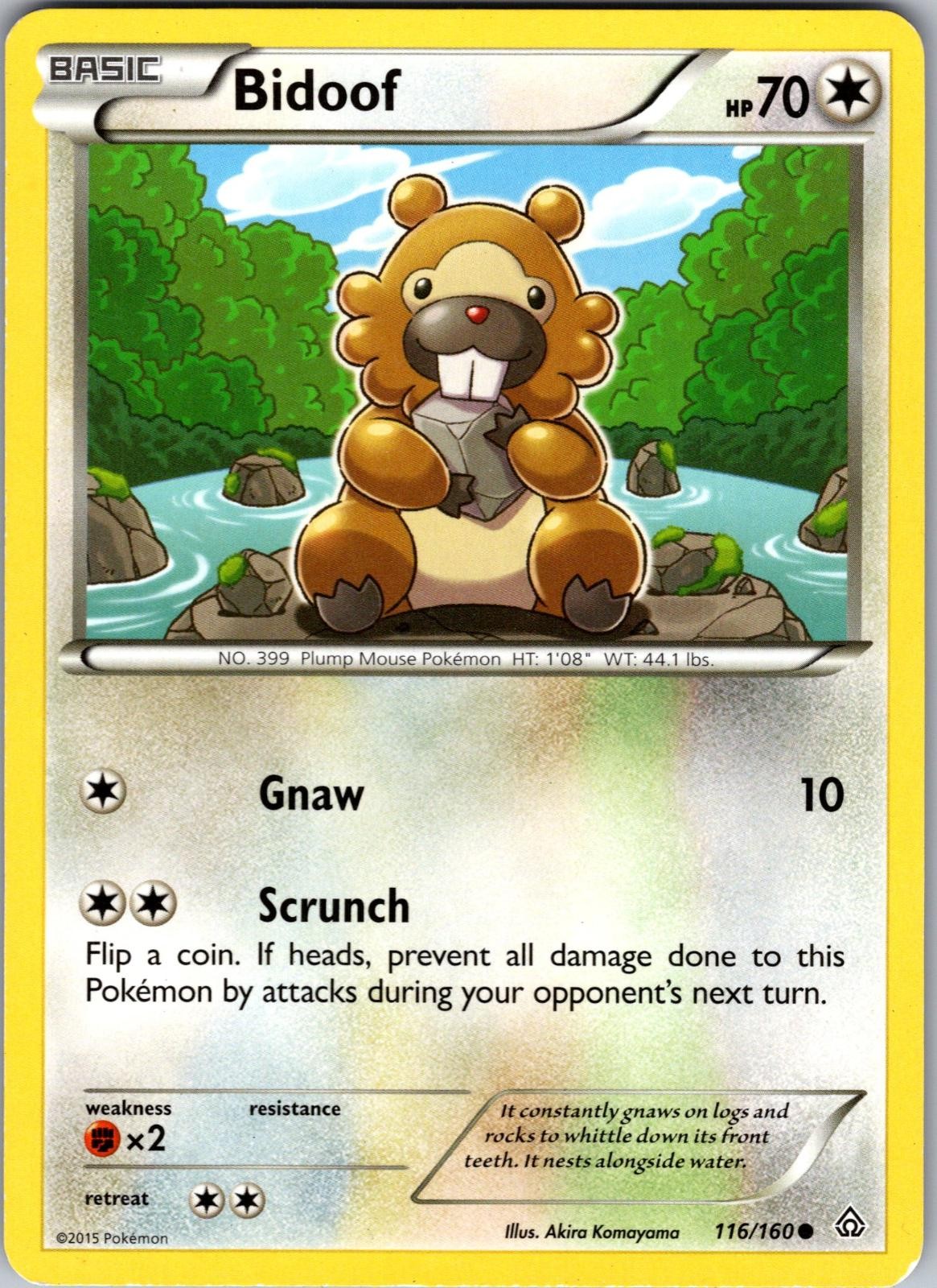 Bidoof 116/160 Common Primal Clash Pokemon Near Mint