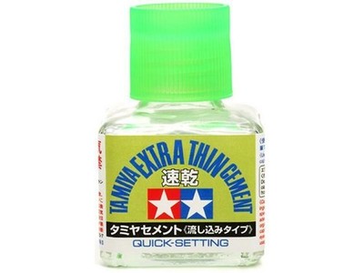 Tamiya EXTRA DÜNNER ZEMENT Quick Set 40ml Applikator Pinsel in Kappe