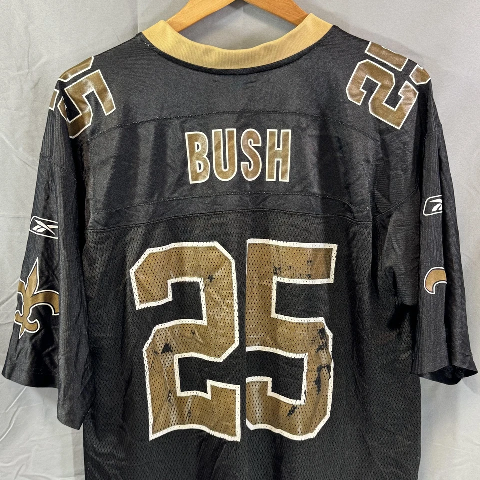 Camiseta de fútbol americano grande de la NFL de los New Orleans Saints para hombre Reebok Bush 25 Foto 4 de 4