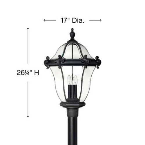 Hinkley Lighting H2447 San Clemente 26.5" Tall 3 Light Post Light - Black - Picture 8 of 8