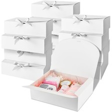 Gift Boxes 12 Pk White 10.6 x 7.8 x 3.1 In Kraft Paper Ribbons