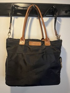 Sarah Wells "Abby" Breast Pump Bag black With Brown Leather Straps