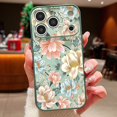 Für iPhone 17 Pro Max 16 15 14 13 Magnetische Hülle MagSafe Lotus Blumen Cover