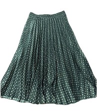 Max Studio Pleated Midi Skirt green with white dots size Small