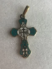 Cross silver 925 enamel Orthodox Christia made in Russia