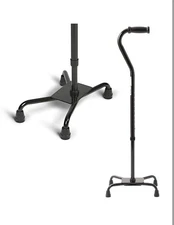 Medline Aluminum Quad Cane with Large Base for Balance, Knee Injuries, Leg Su