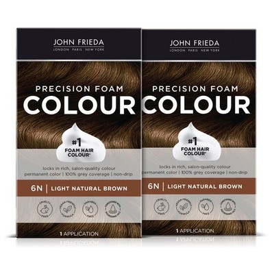 John Frieda Precision Foam 1 Count (Pack of 2), 6N Light Natural Brown