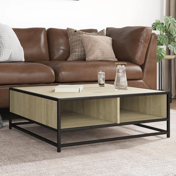 Couchtisch Sonoma-Eiche 80X80X30 Cm Holzwerkstoff Und Metall-image