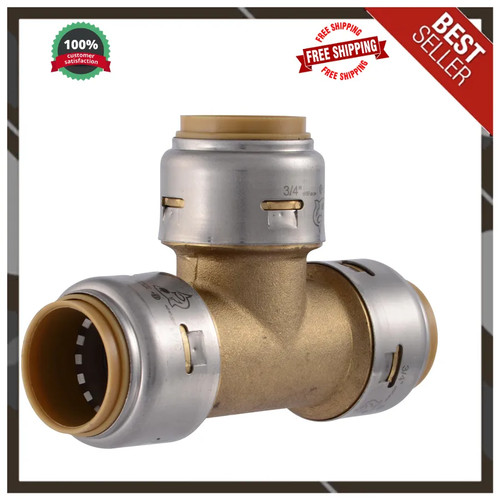 SharkBite Max 3/4 Inch Tee Push to Connect Brass Plumbing Fitting UR370A