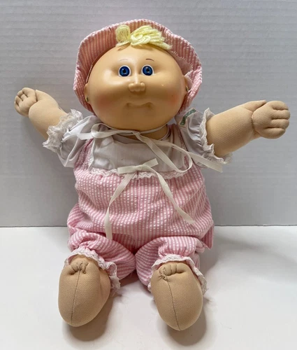 Vintage CABBAGE PATCH KID Preemie Girl in Seersucker Outfit
