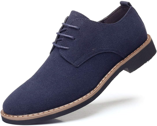 Stylish Men's Suede Casual Oxfords - Lace-Up Dress Shoes for Any Occasion