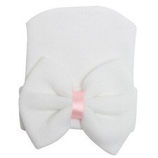 Newborn Baby Girls Infant Striped Soft Hat with Bow Cap Hospital Beanie headband