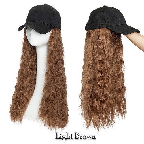 Gorra de béisbol con peluca de pelo rizado pelucas completas trozo largo natural ondulado para humano - Imagen 22 de 26