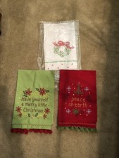 Lot Of 3 Christmas Hand Towels