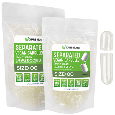 Size 00 Separated Clear Empty Vegan Capsules Veggie Caps Vegetable Pills