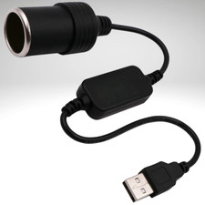USB To 12V Car Cigarette Lighter Female Socket Converter Adapter Cable Connector