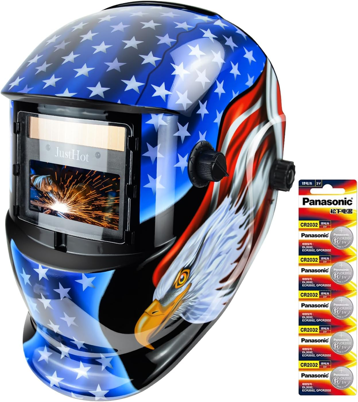 Auto-darkening welding helmet mask with protective shade for soldering-image