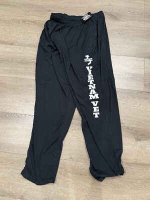 VIETNAM VETERAN TRAINING PT SWEATPANTS WARM UP PANTS - BLACK - Size 2XL - NEW!