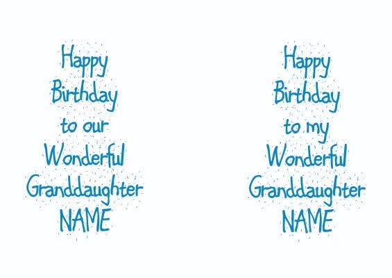 Tarjeta de cumpleaños para nieta hecha a mano con nombre personalizado y verso en el interior Foto 3 de 4