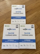 Wipemate Shoe Cleaning Wipes 30 CT Disposable Lot Of 3P” New Sealed Individual