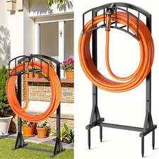 Heavy Duty Garden Hose Holder with 4 Spikes Freestanding Water Hose Storage Rack