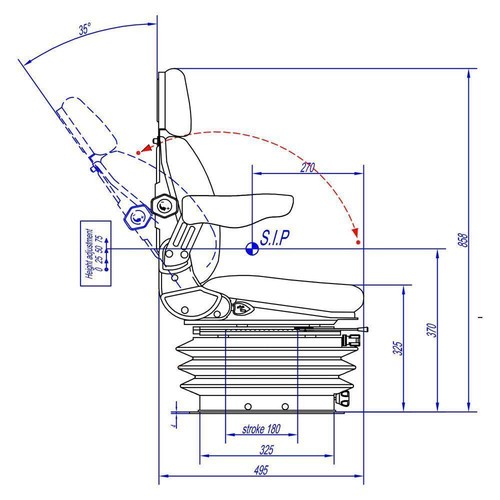 Zetor Schleppersitz PVC Traktorsitz mit Armlehnen und Kopfstütze - Bild 5 von 5
