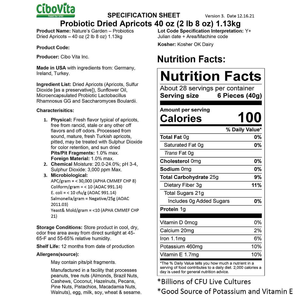 Nature's Garden Probiotic Apricot 40oz