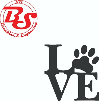 6'' Dog Love Paw Vinyl Decal Dog Puppy Doggie Love Pet Animal Paws Claws noBS