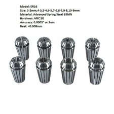 8pc ER16 3-10MM Chucks Spring Collet Set For CNC Milling Lathe Engraving Machine
