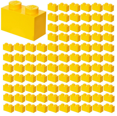  100x NEW LEGO 1x2 YELLOW Bricks (ID 3004) BULK Parts City Town Building Sun