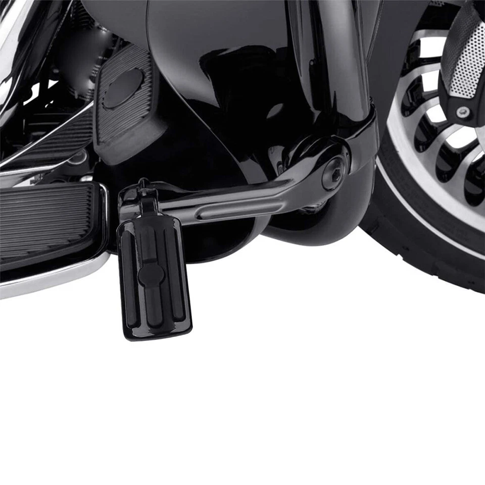 Barra protectora de motor de 1-1/4" negra larga estriberas de carretera para Harley Electric Glide Foto 2 de 4