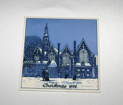 Delft 1972 Christmas Tile The Old Church Amsterdam Holland Ebay