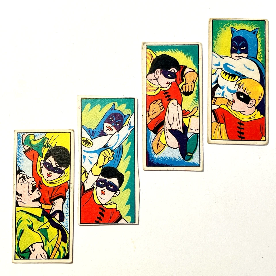Lot de 4 - Batman & Robin 1960's Japanese Vintage Rare menko cards - DC Comics - Photo 1/4