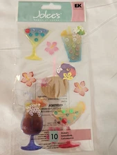 Jolee's Epoxy Stickers Tropical Drinks Dimensional  Vacation Caribbean