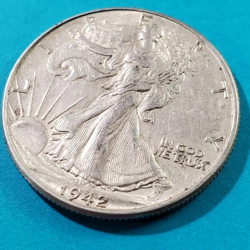 1942 Walking Liberty Half Dollar. Nice Uncirculated Like Condition, 90% Silver