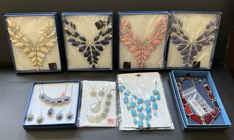 Лот из 9 заявление ожерелья и серьги Howlite и австрийский кристалл и многое другое новый