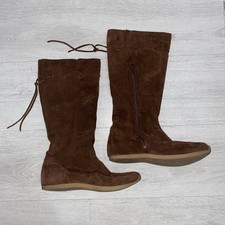 WRANGLER LEATHER SUEDE FUR LINED BROWN BOOTS WOMEN’S U.K. 5